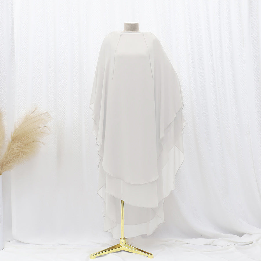 Solid Color Front And Rear Double-layer Chiffon Large Swing Headscarf