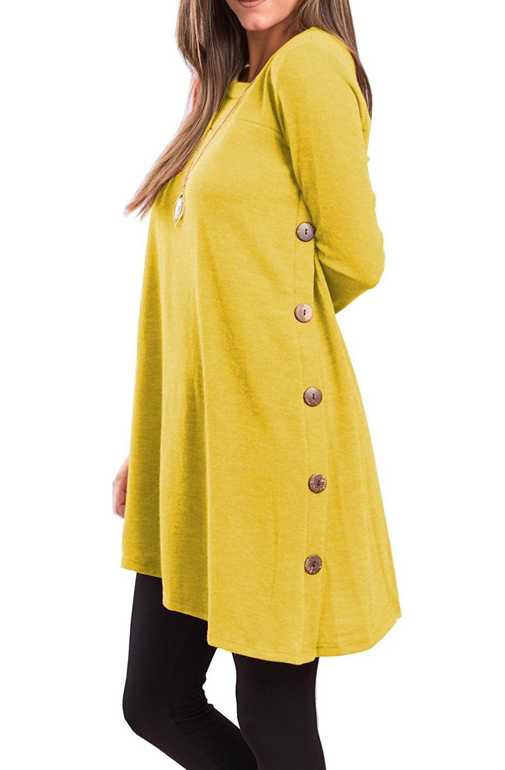 Long-sleeved irregular skirt buttons