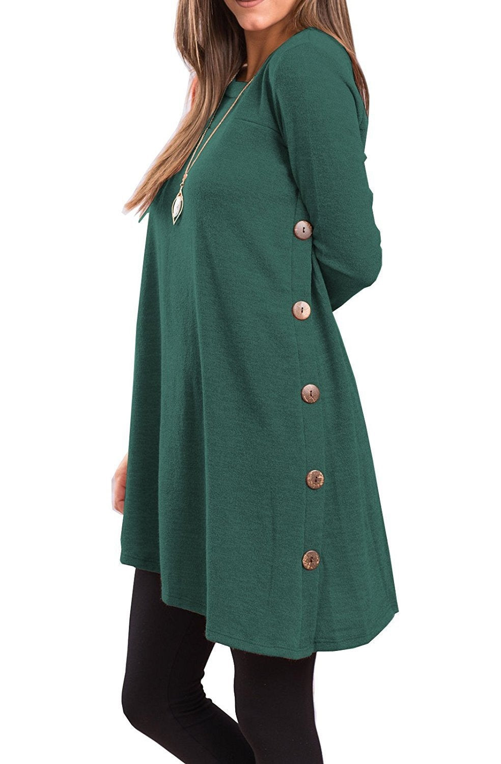 Long-sleeved irregular skirt buttons