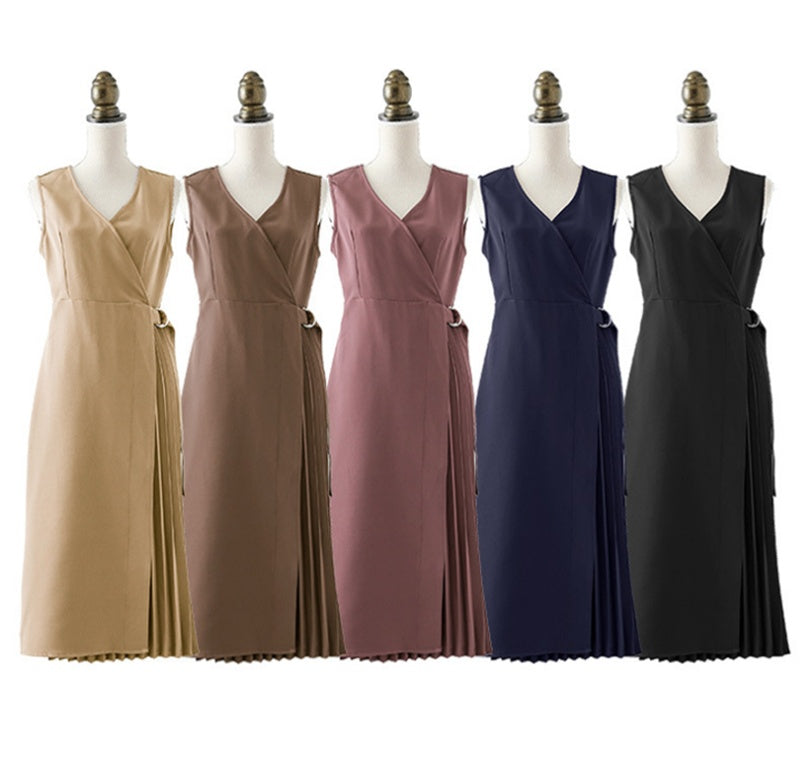 Pleated Tank Top Skirt Waist Long Skirt