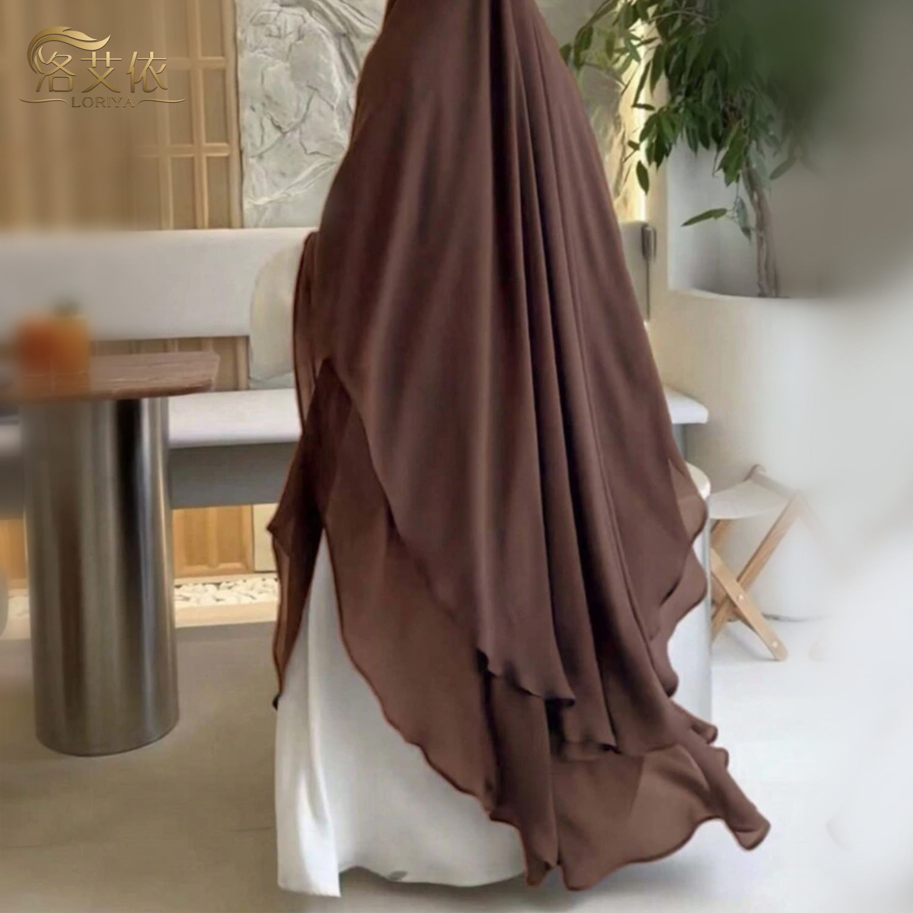 Solid Color Front And Rear Double-layer Chiffon Large Swing Headscarf