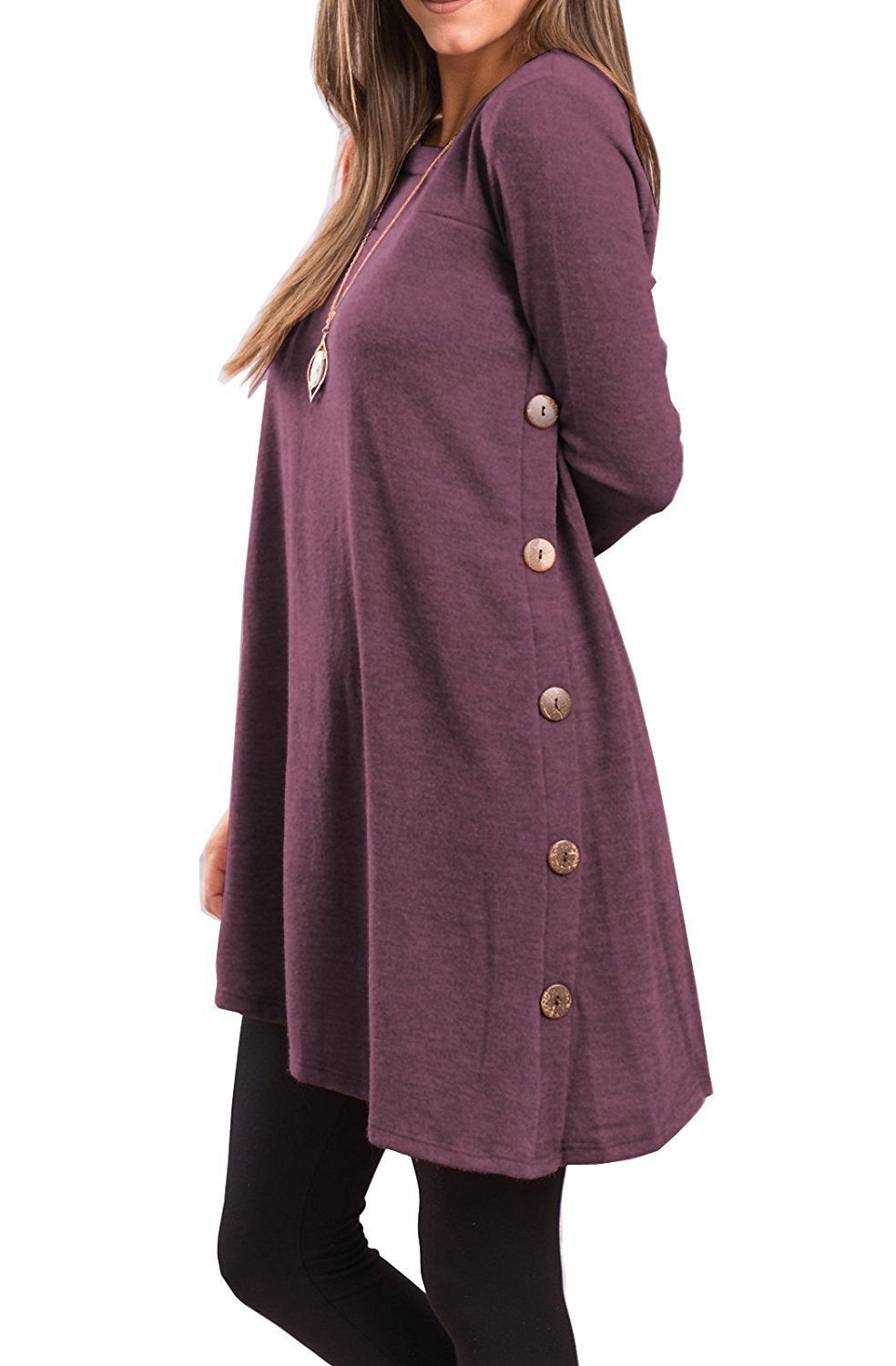 Long-sleeved irregular skirt buttons
