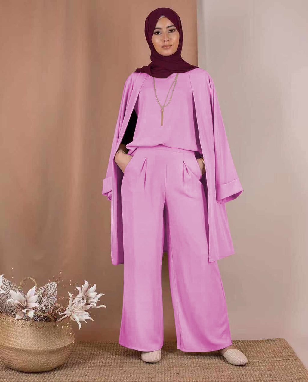 Turkish fashion solid color three-piece suit