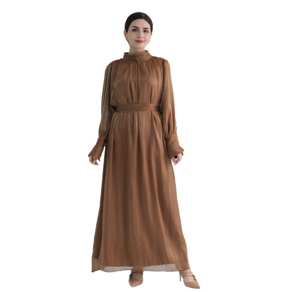Turkey Dubai Exquisite Pure Color Tied Dress