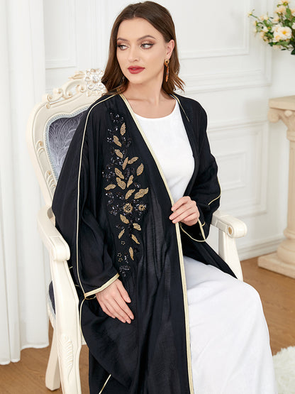 Middle Eastern Long Sleeved Patchwork Bat Sleeved Dress