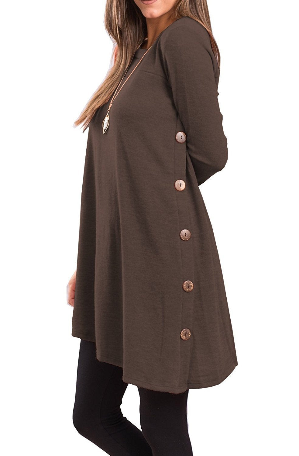 Long-sleeved irregular skirt buttons