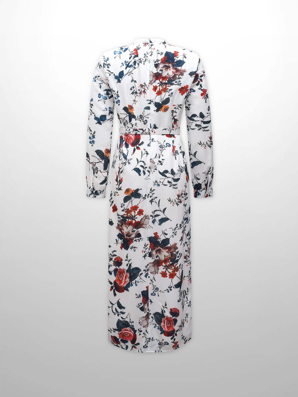 Gathered Neck Straight Maxi Dress- Antique Floral