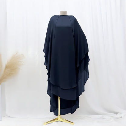 Solid Color Front And Rear Double-layer Chiffon Large Swing Headscarf