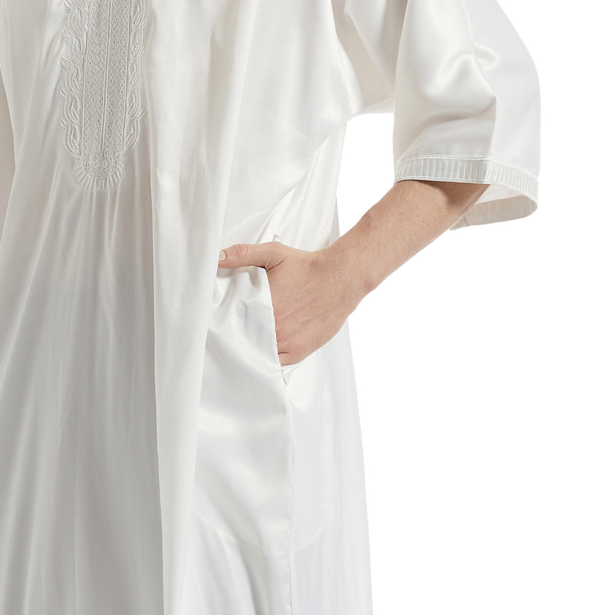 Men's Satin Mid-sleeve Embroidered Robe