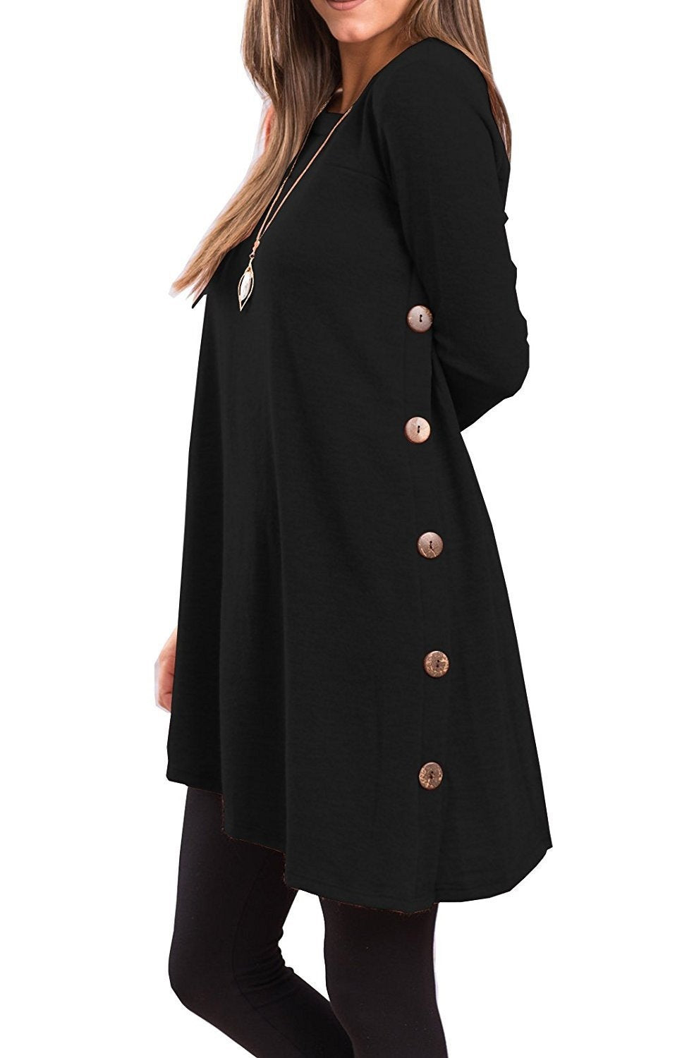 Long-sleeved irregular skirt buttons