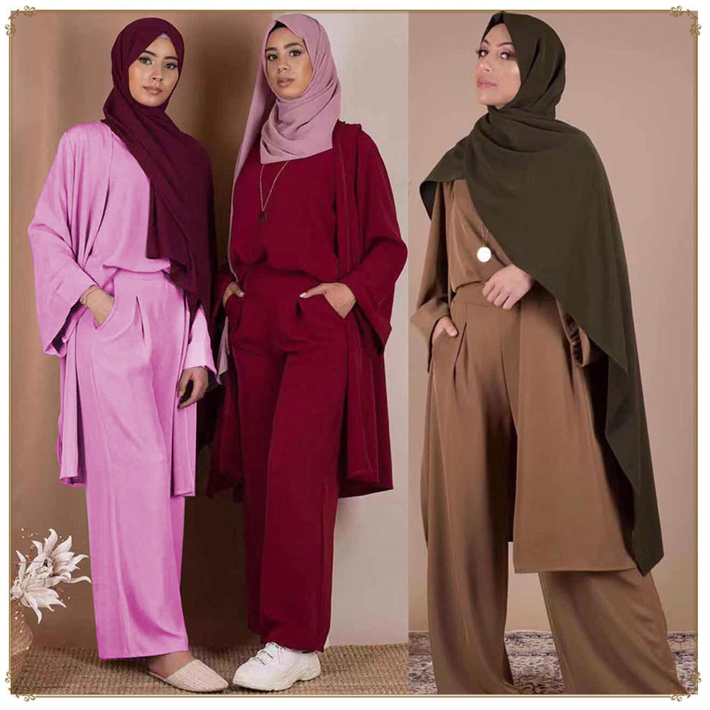 Turkish fashion solid color three-piece suit