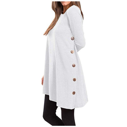 Long-sleeved irregular skirt buttons
