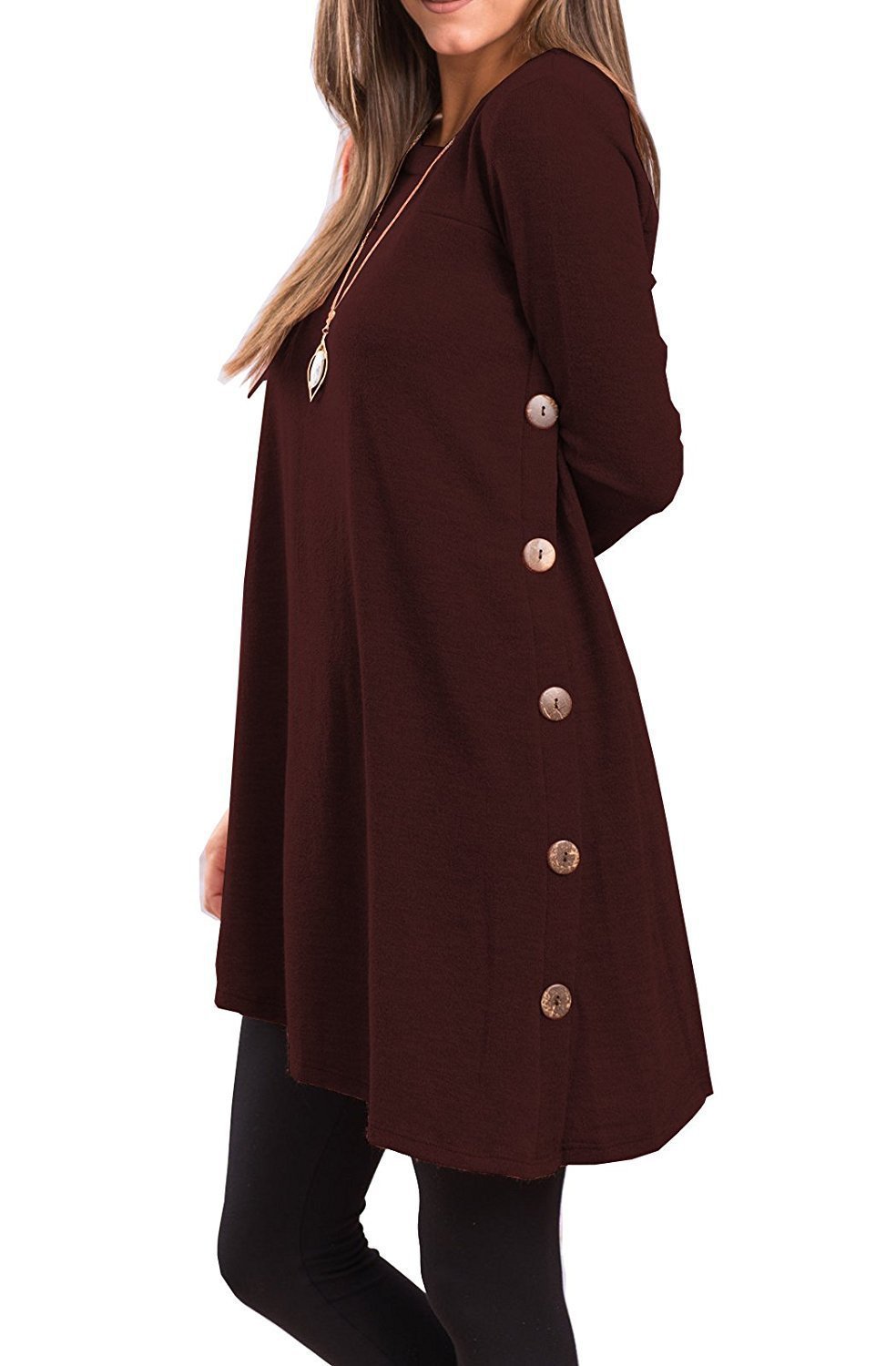 Long-sleeved irregular skirt buttons