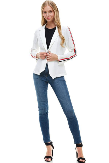 Tailored Blazer with Stripe Detail – Sporty Chic