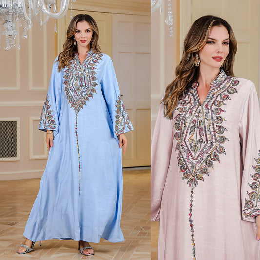 Embroidered Robe Gown Elegant Dress