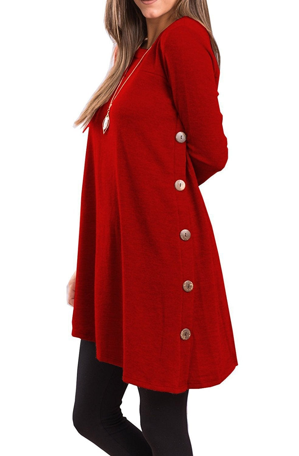 Long-sleeved irregular skirt buttons