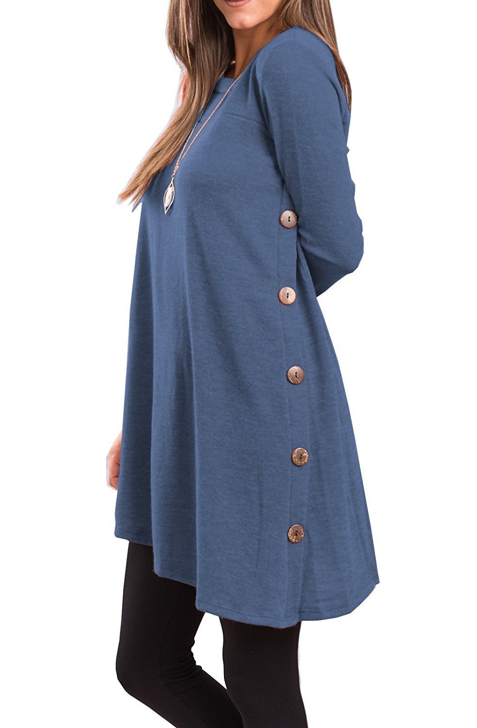 Long-sleeved irregular skirt buttons