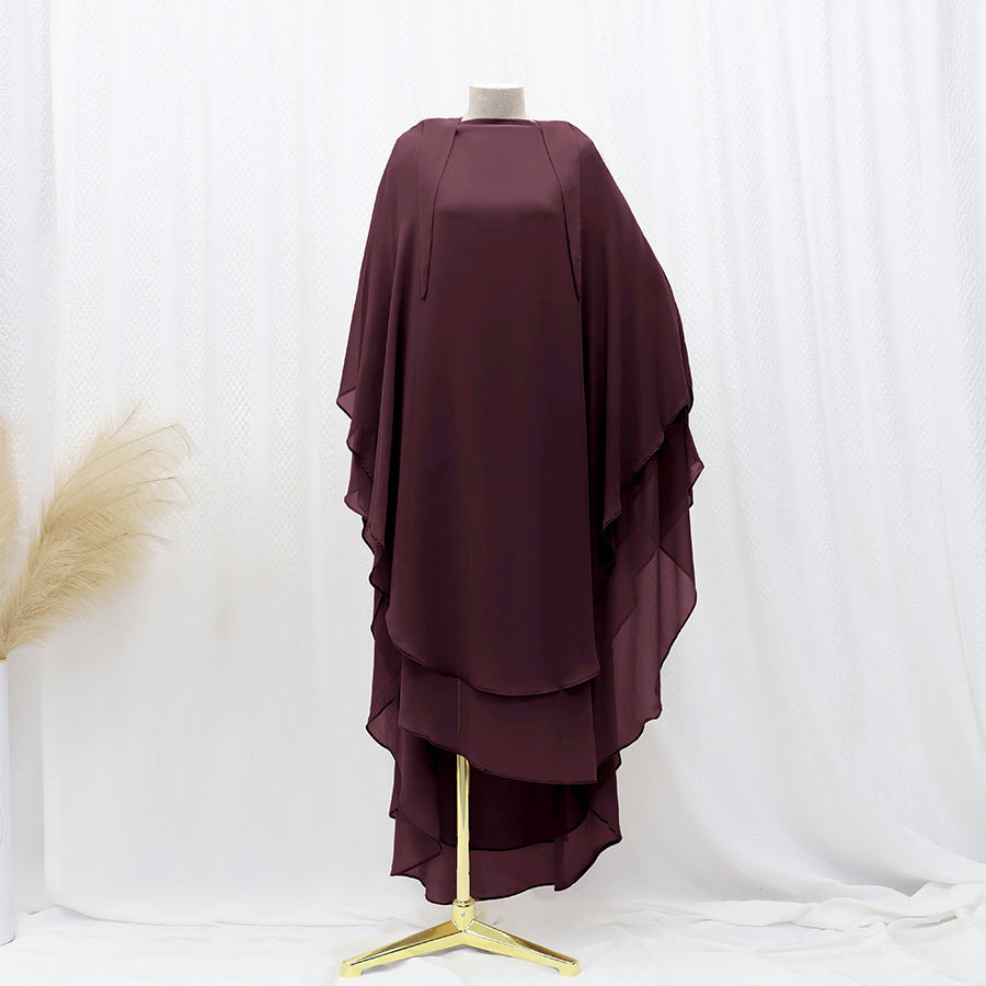 Solid Color Front And Rear Double-layer Chiffon Large Swing Headscarf