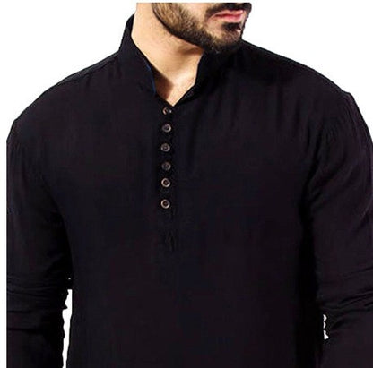 Simple Long Men's Shirt Muslim Robe