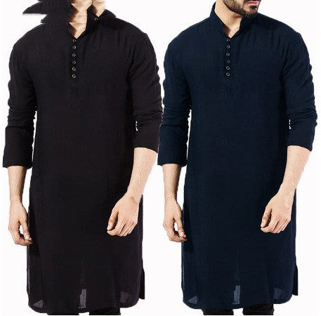 Simple Long Men's Shirt Muslim Robe