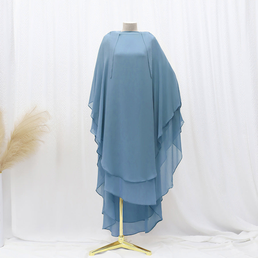 Solid Color Front And Rear Double-layer Chiffon Large Swing Headscarf