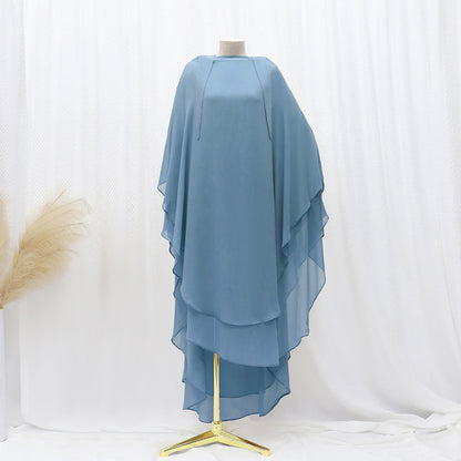 Solid Color Front And Rear Double-layer Chiffon Large Swing Headscarf