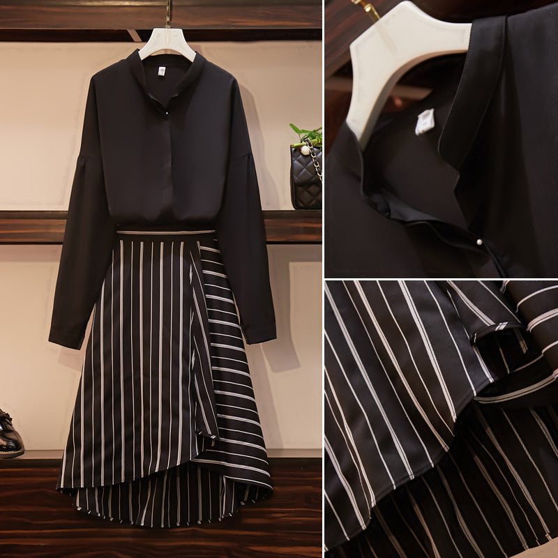 Ladies Casual Suit Long Sleeve Shirt Skirt