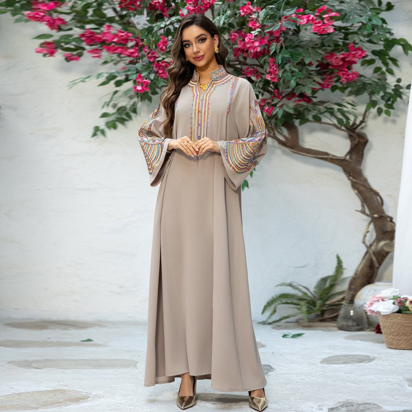 Women's Embroidered Rope Embroidered Muslim Dress