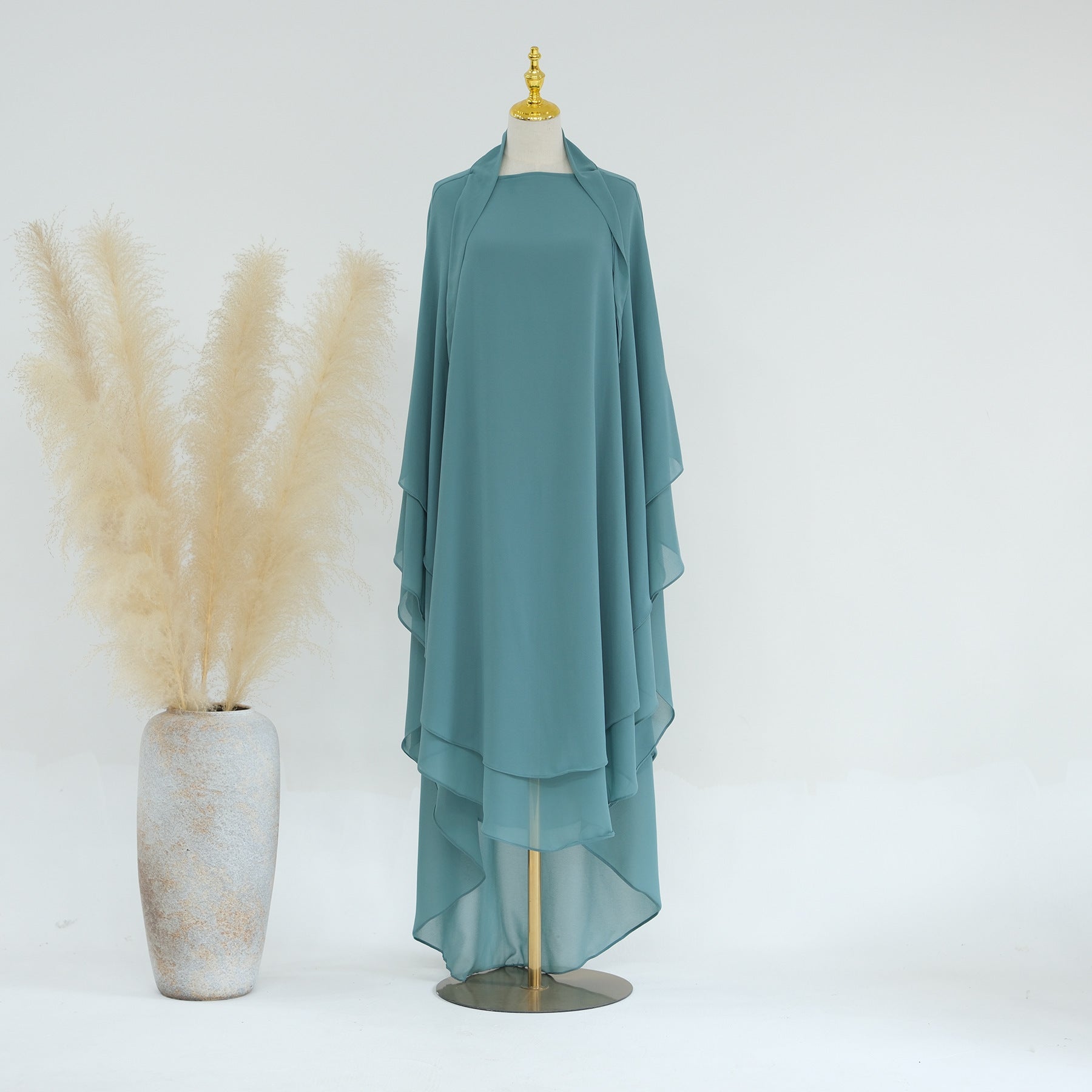 Solid Color Front And Rear Double-layer Chiffon Large Swing Headscarf