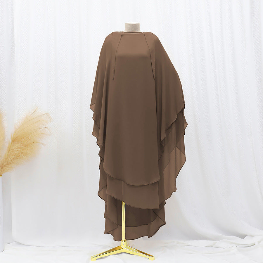 Solid Color Front And Rear Double-layer Chiffon Large Swing Headscarf