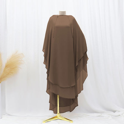 Solid Color Front And Rear Double-layer Chiffon Large Swing Headscarf