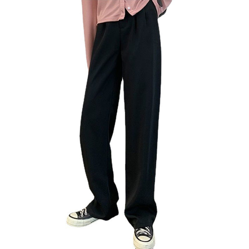 High Waist Vertical Straight Leg Casual Pants