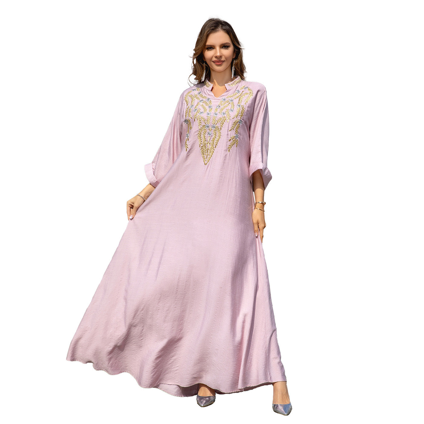 Embroidered Robe Dress