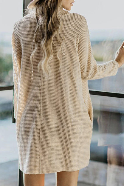 Cowl Neck Long Sleeve Pocketed Knit Mini Dress