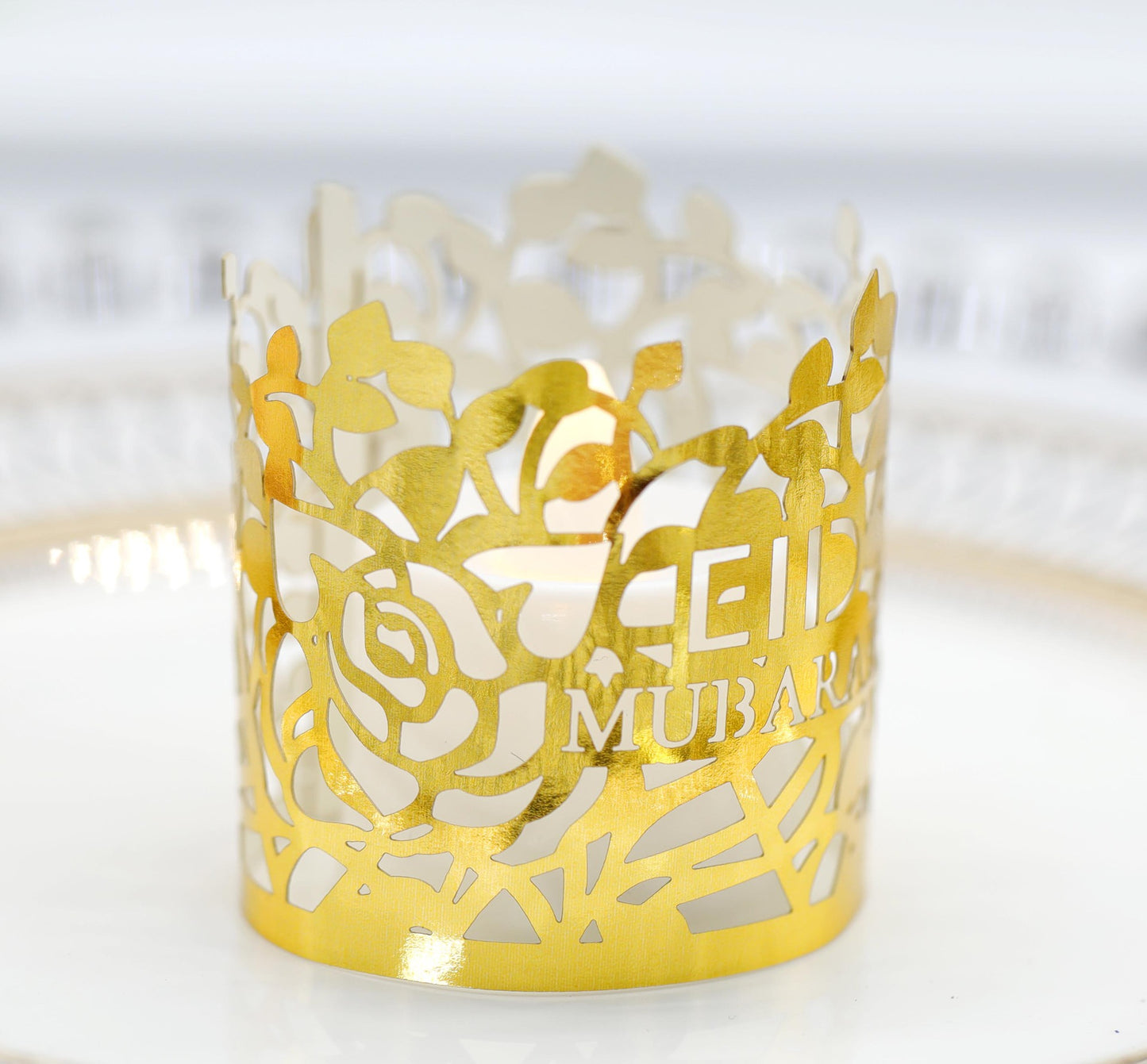 MOQ200 Ramadan Electronic Candle Lampshade Laser Cutout