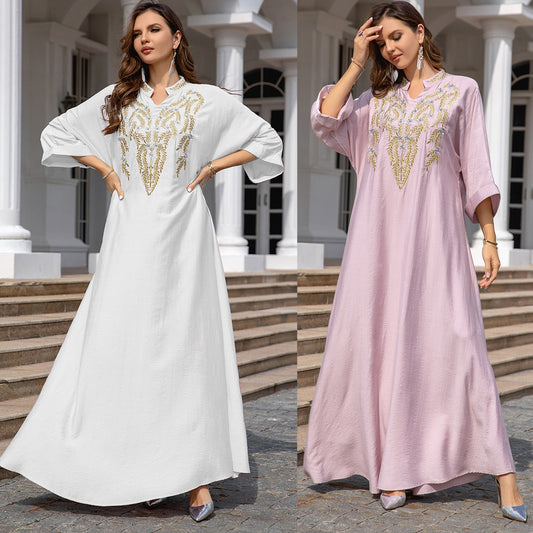 Embroidered Robe Dress