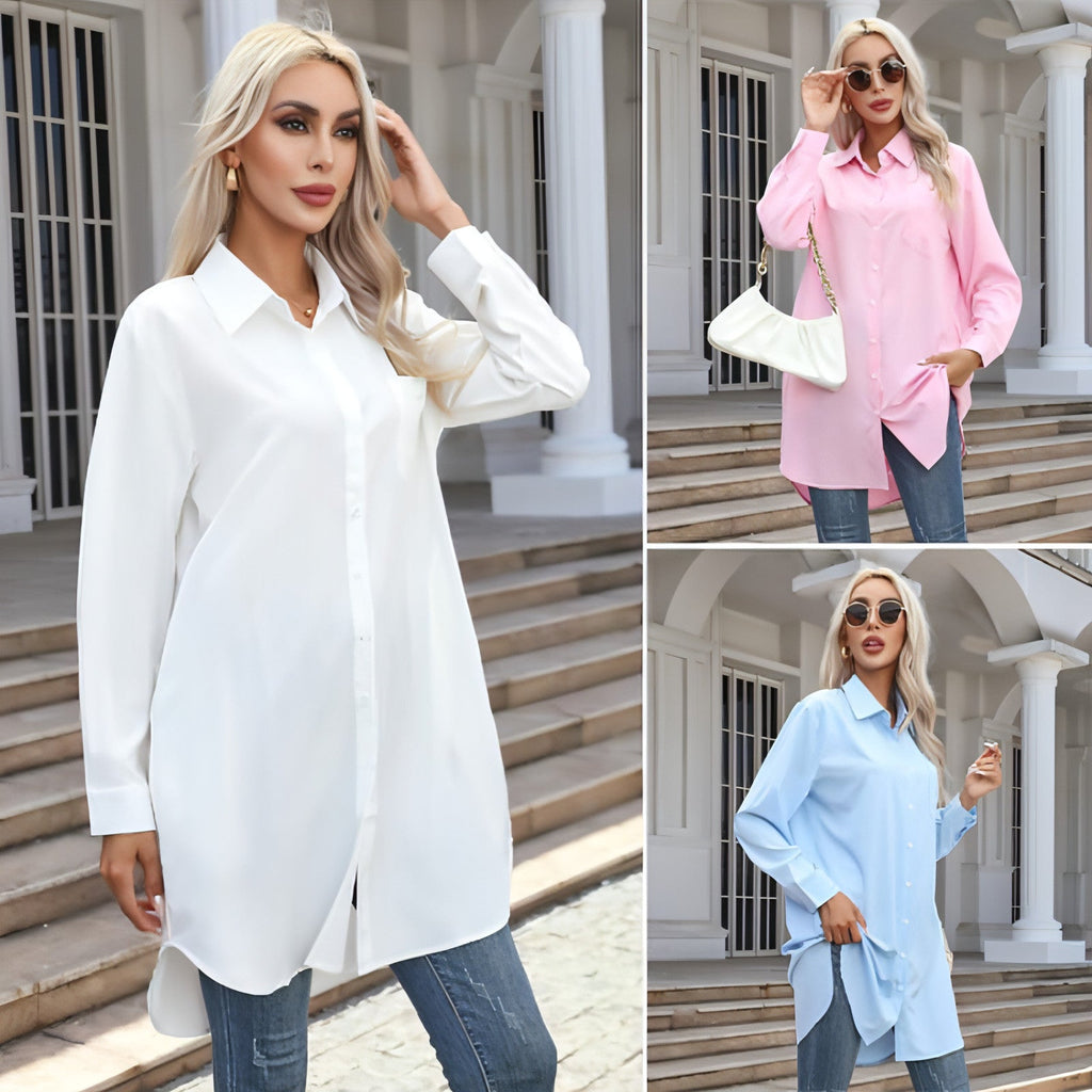 Women's Elegant Long Sleeve Blouse Dress Shirt