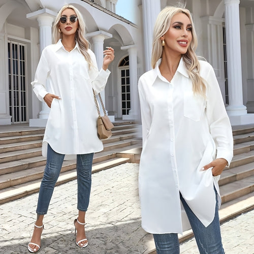 Women's Elegant Long Sleeve Blouse Dress Shirt