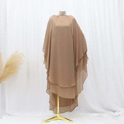 Solid Color Front And Rear Double-layer Chiffon Large Swing Headscarf