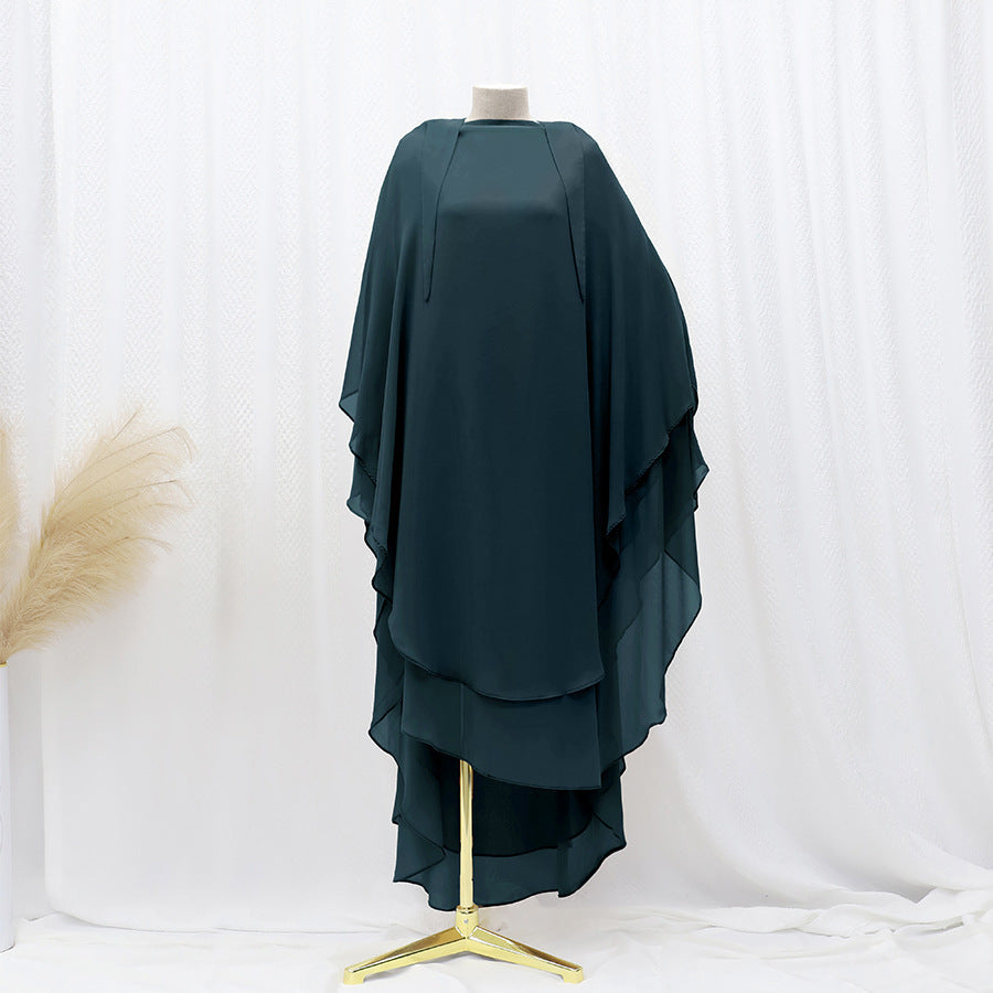 Solid Color Front And Rear Double-layer Chiffon Large Swing Headscarf