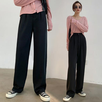 High Waist Vertical Straight Leg Casual Pants