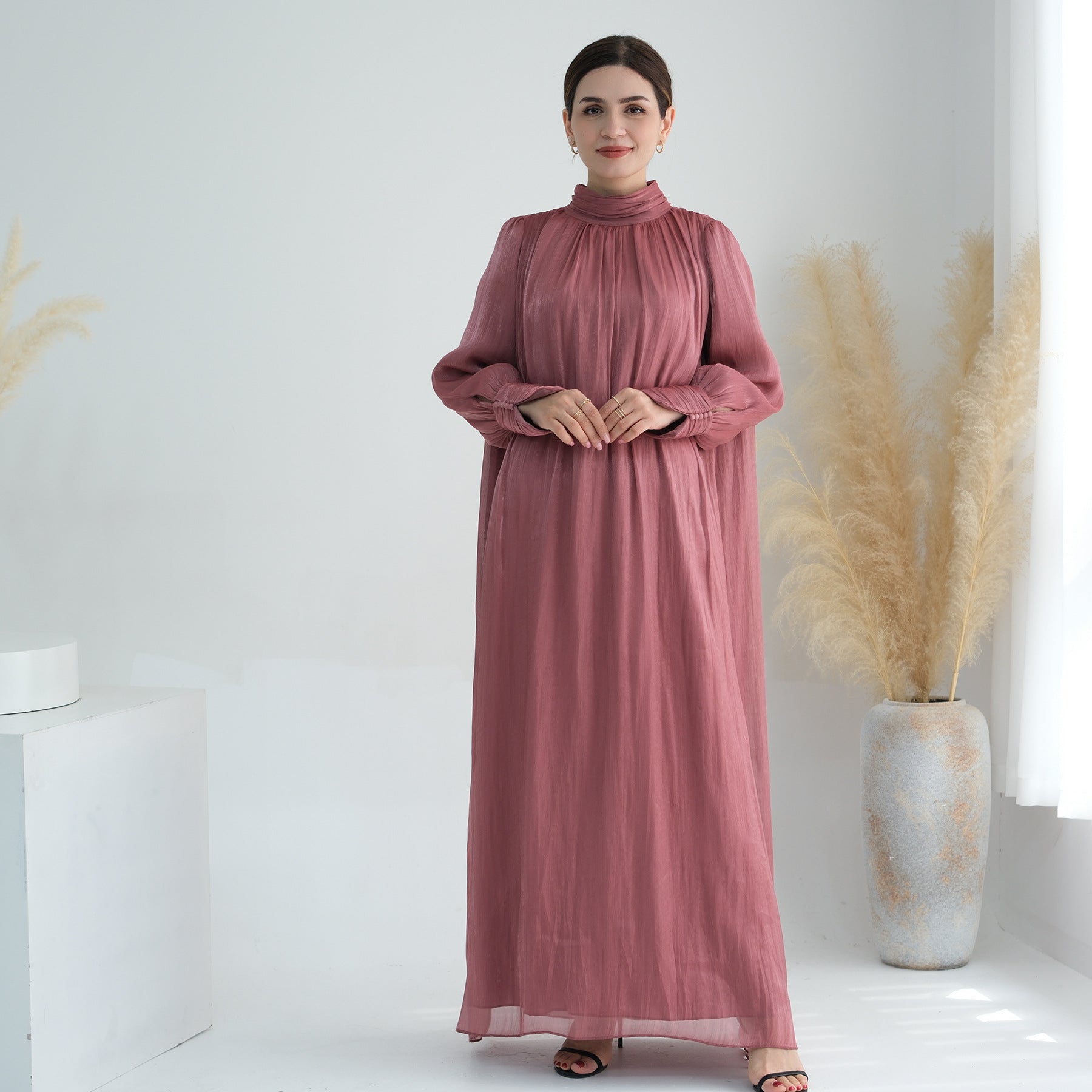 Turkey Dubai Exquisite Pure Color Tied Dress