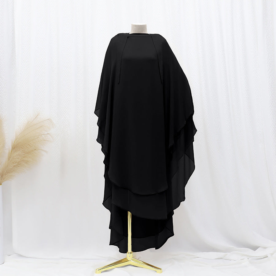 Solid Color Front And Rear Double-layer Chiffon Large Swing Headscarf