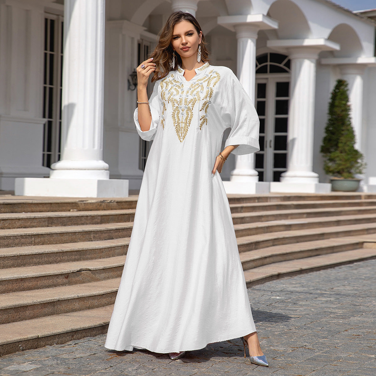 Embroidered Robe Dress