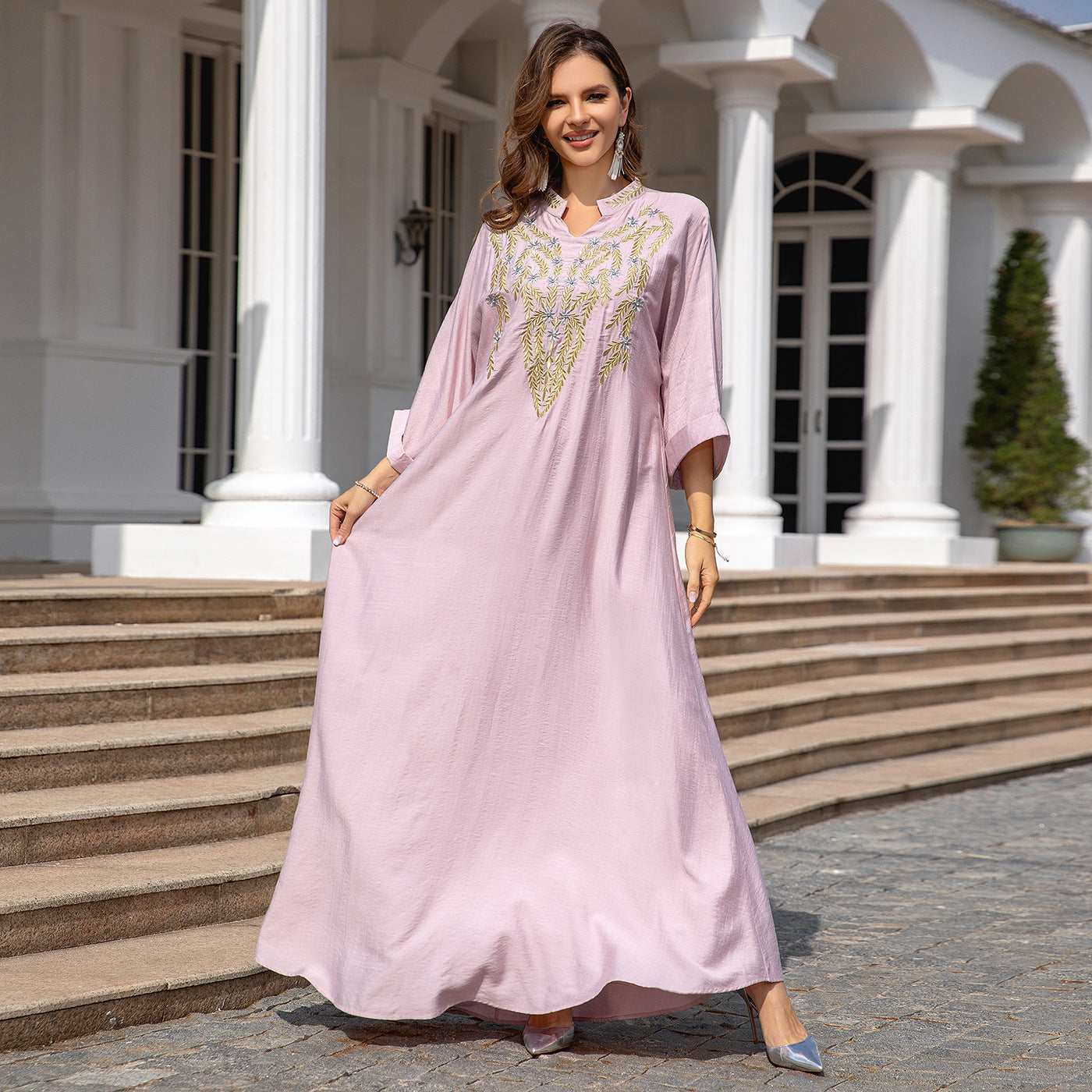 Embroidered Robe Dress