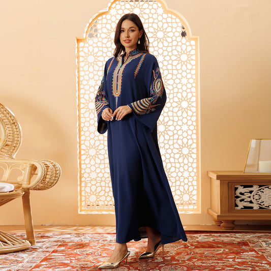 Women's Embroidered Rope Embroidered Muslim Dress