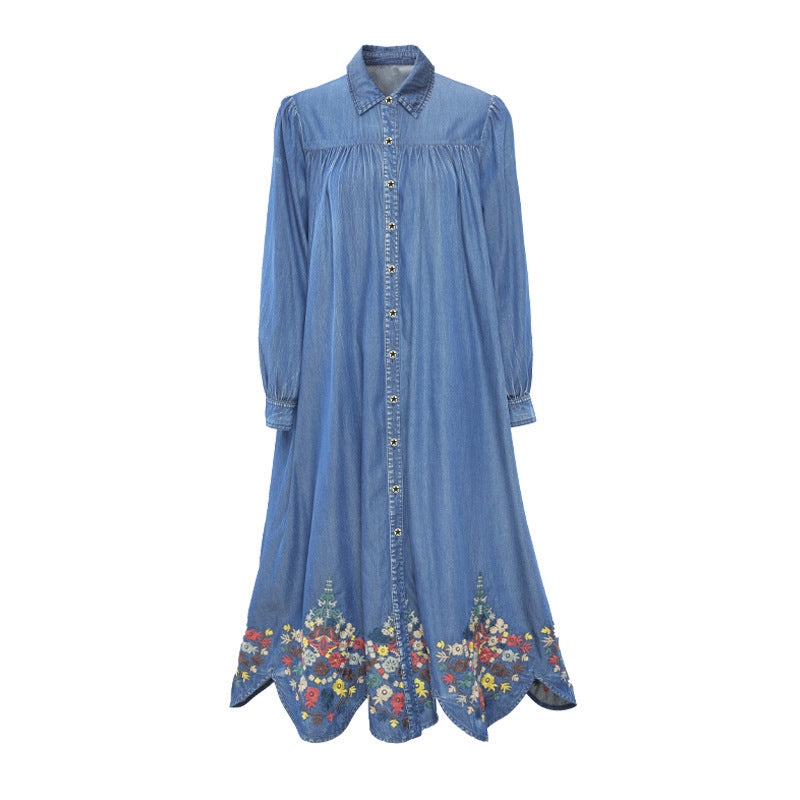 Retro Machine Embroidery Denim Skirt For Women