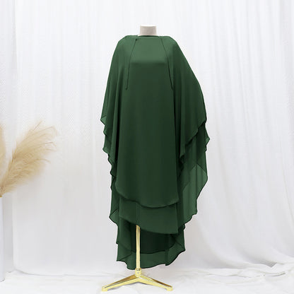 Solid Color Front And Rear Double-layer Chiffon Large Swing Headscarf