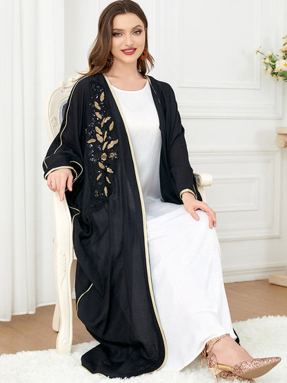 Middle Eastern Long Sleeved Patchwork Bat Sleeved Dress