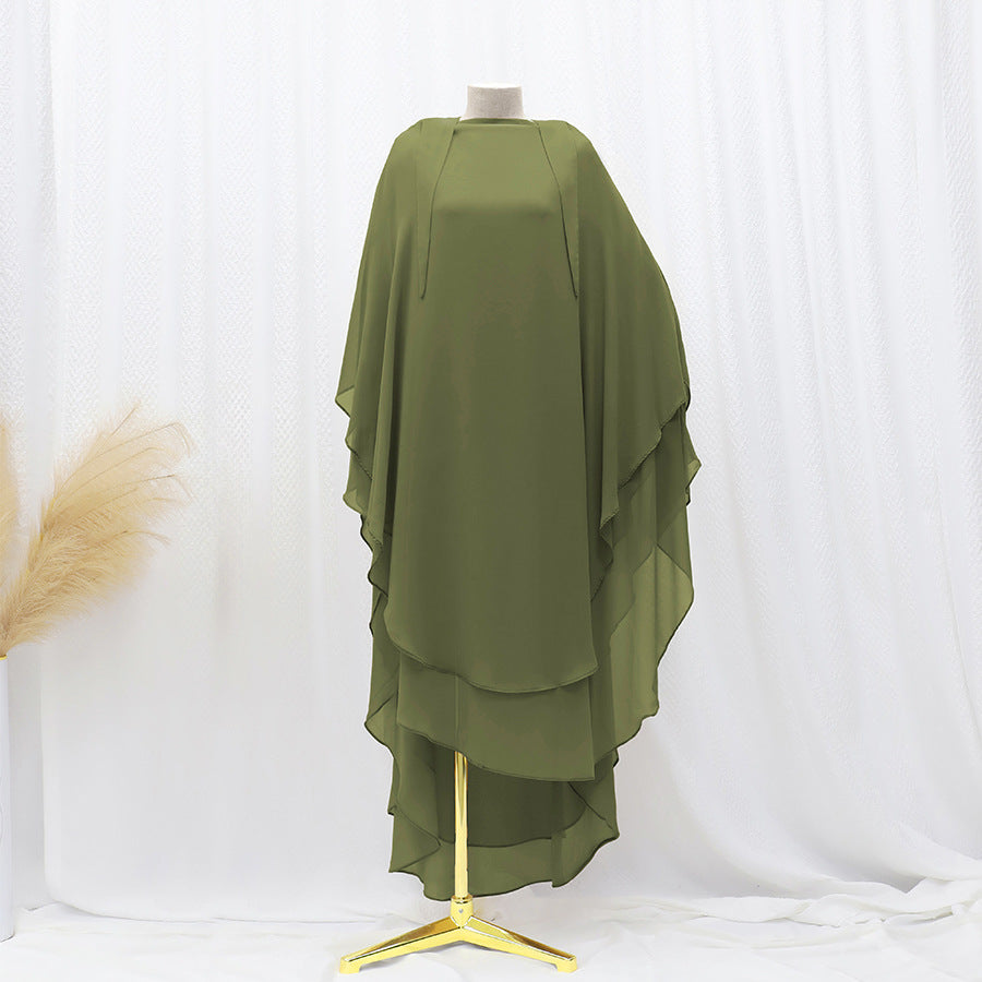 Solid Color Front And Rear Double-layer Chiffon Large Swing Headscarf